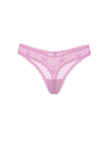 Bow Lace Mesh Thong Panty