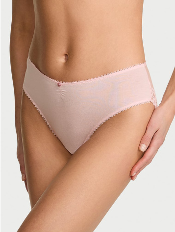 Stretch Cotton Heart Lace High-Leg Brief Panty