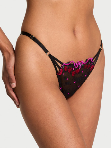 Cherry Pop Embroidery Strappy Brazilian Panty