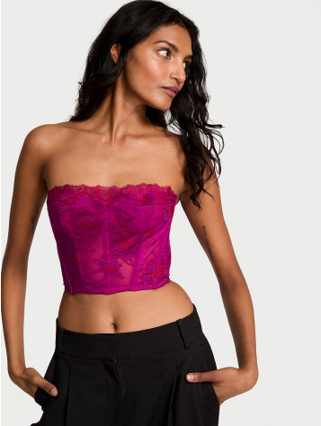 Rose Lace Strapless Corset Top