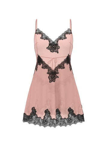 Chiffon Rose Lace-Trim Mini Slip Dress