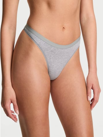 Stretch Cotton High-Leg Scoop Thong Panty