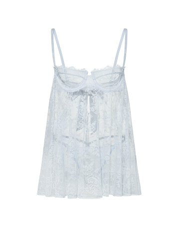 Wicked Unlined Rose Lace Babydoll Set