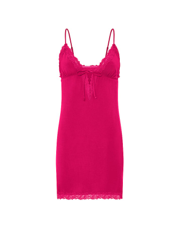 Sosoft™ Modal Lace-Trim Tie-Front Slip Dress