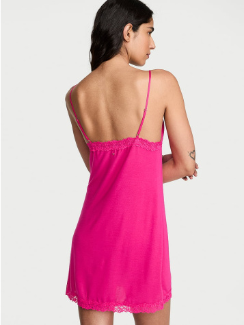 Sosoft™ Modal Lace-Trim Tie-Front Slip Dress